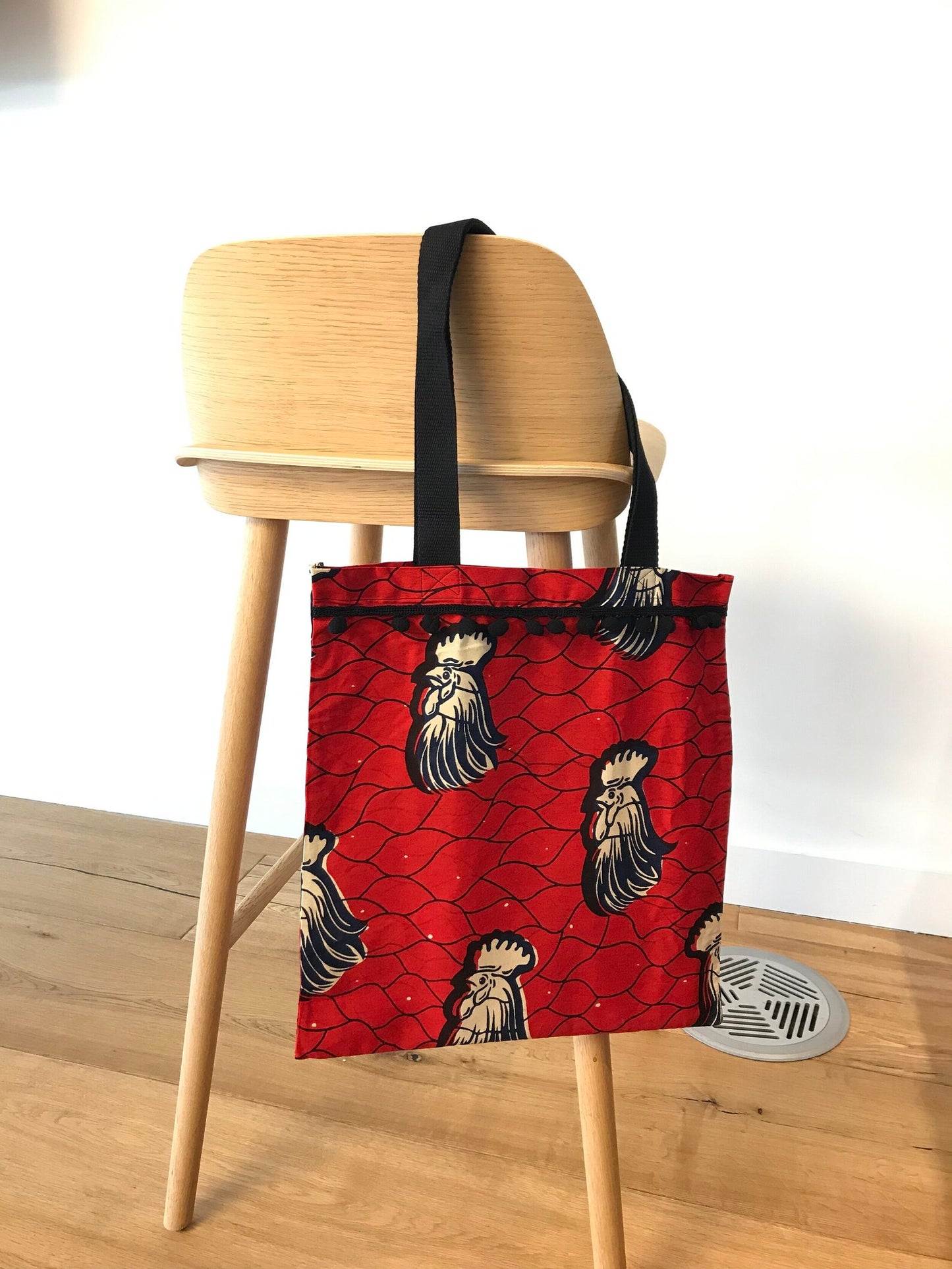 Totebag in wax - David - David pompoms